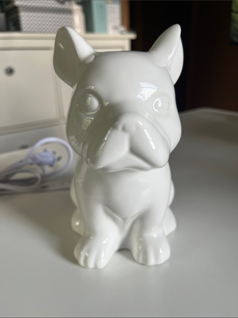 Target White Ceramic French Bulldog nightlight